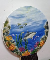 Art 8″/8″ Oil painting Seascape, Under The Water. Sea life . Stretched Canvas
