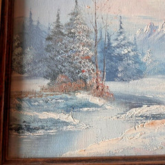 Signed Original Jamison Oil Painting Signed Winter Landscape Framed 12.5×14.5″