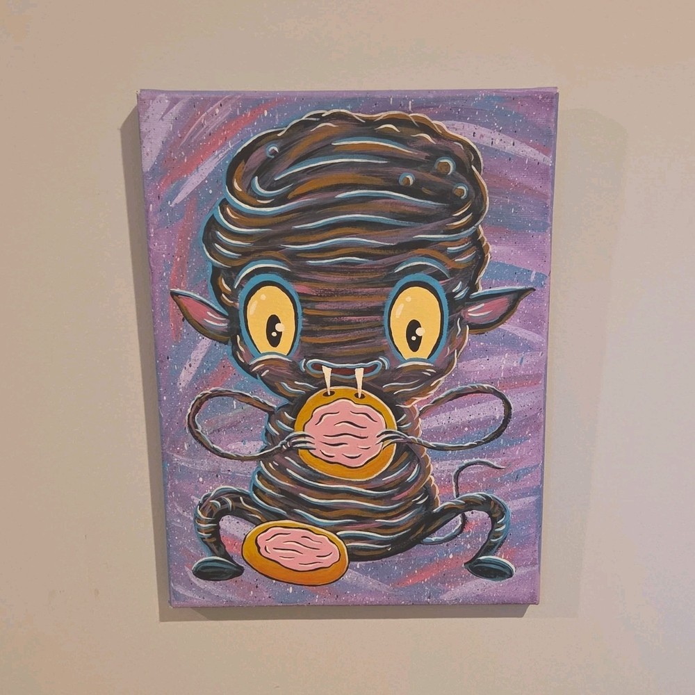 Chompy Chupacabra Original Acrylic Painting Cryptid Cutie Jellykoe Folk Art