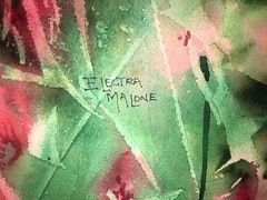 Original Watercolor of Red and Pink Flowers by Texas artist Electra Malone