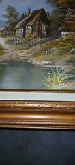 Country House by Water Oil Painting on Canvas by Zolan 21 3/8″ x 17 1/2″