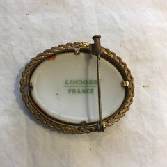 LIMOGES MINIATURE PAINTING (pendant) PORCELAIN 1&7/8in.x 1.5in