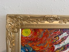 Serg Graff Original “Needleton” Acrylic Ship Painting | Gold Frame | Nautical