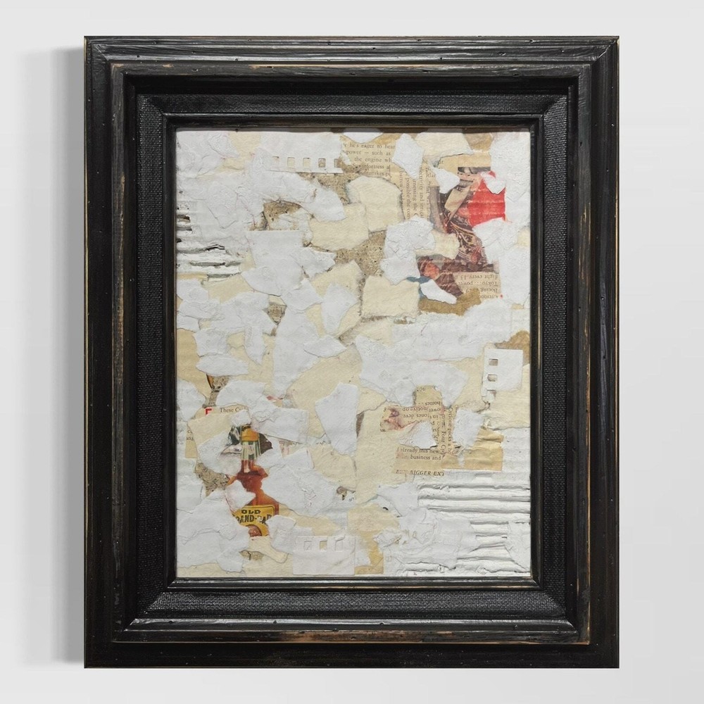Original Framed Mixed Media Abstract Art Collage 11×13 „Overtone“