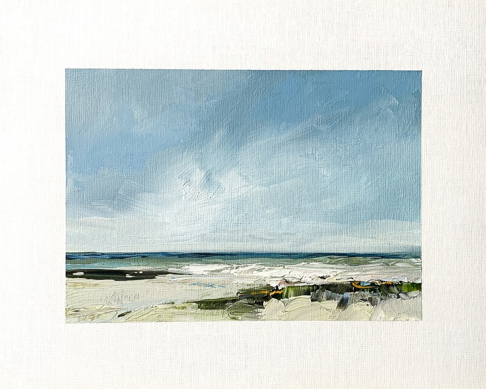 8×10 Original Oil Seascape Painting Clouds Beach Ocean Impressionist Art Signed