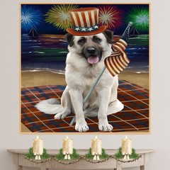4th of July Fireworks Anatolian Shepherd Canvas Gift Patriotic Dog Wall Décor
