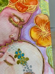 Watercolor Memorial Art Baby and Me Bereaved Mother Grief Artwork Blue Gold