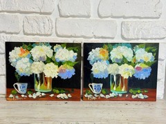 Hydrangea Floral Original Oil Painting Art Impasto Flower Still Life 8×10 in