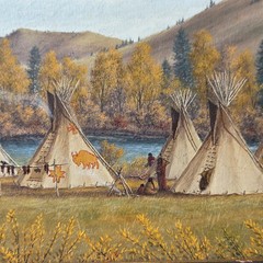 „Salmon River Camp“ Lemhi Shosonis North of Salmon, ID Oil H.C. Whitley 1992