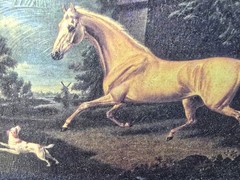 A Palomino & A Spaniel Landscape by Charles Towne Mini Giclée Varnish Print