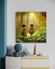 The twins, the sisters of the forest, beautiful AI rendition