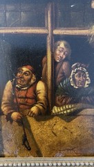 Pieter Breugel, Netherlands, Dutch Oil, “Three figures In A Window,” 8×6”