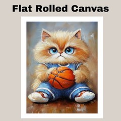 Persian Cat Basketball Wall Art Thick Canvas Sports Decor Living Room Cat Gift