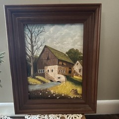 Vintage Signed Barn Landscape Framed Wall Art – T. Markowski 2003 – 11” x 14”