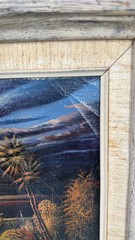 M Vosil Original Oil Painting 1983 Signed Tropical Landscape Palm Trees Framed