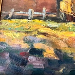 Oil Painting Barn House White Fence Hay Bales on Wagon 27.5 x 23.5″ M. Siemon