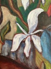 1942 Social Realist Jungle Natives African oil painting landscape
