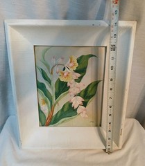 Vtg 1950s Signed Framed Flower Painting Cottagecore Botanical Shabby Chic Art