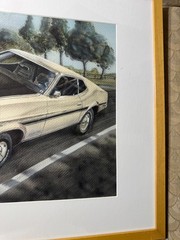 G Campbell? „Ford Mustang“ Watercolor/Gouache Painting – Signed And Framed