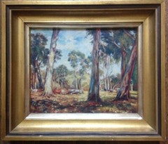 Timber Transport Forest Work Horses Carriage Lumberjack Oil Painting Antik Trees