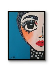 ORIGINAL ACRYLIC PAINTING 12×16 FEMALE PORTRAIT ABSTRACT WALL ART PAINTED CANVAS