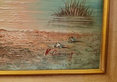 Oil Painting Seascape Lighthouse Beach Scene House Framed Vintage K Cummings