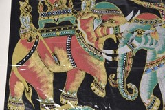 Vintage Asian Silk Screen Art Paintings MCM War Elephants Chariot Thai Ramayana
