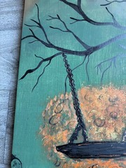 Wood Art, Tree Art, Scrap Wood Painting, 2 Piece Art, Girl Art, Tree Swing