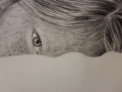 Military Girl Awaits, Pencil/Conte Portrait