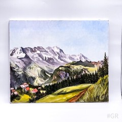 Vintage painting landscape painting on canvas signed Haug 2000 (50 x 59 cm)