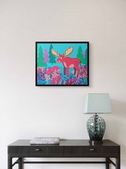 Original Moose Elk Painting 8×10 Alaskan Wildlife Pop Art Animal Nursery Decor