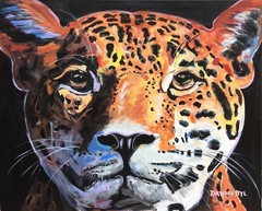 Jaguar Original Fine Art PAINTING Artist DAN BYL Modern Animal Large 5×4 feet