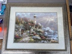Print Coastal Splender Light House By James Lee Framed 32.5” x 27”