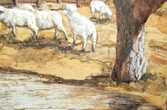 EDNA GOODING „TITREE EUCALYPTUS FERN“ ORIGINAL KIRALA BARK WATERCOLOR PAINTING