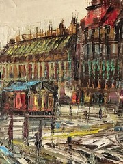 ANTIQUE MODERN ABSTRACT LONDON LANDSCAPE OIL PAINTING OLD VINTAGE EUROPE UK 1960