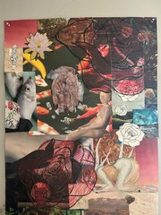 Homemade art!! Collage art piece with a mix of different textures and colors #co