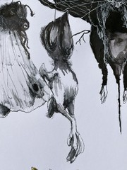 Ink On Cardboard SKETCH ALAIN DONATE cuban Artist 16″x 23″ORIGINAL SURREAL ART