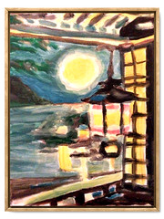 Japanese Lantern Modern Original Signed Canvas Wall Art Acrylic 11×14 BACH