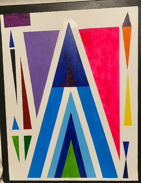 Pointing North. Geometric shapes in different colors. 