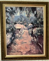 Allayn Stevens Original Oil On Canvas Painting Tropical Floral Framed 27×33
