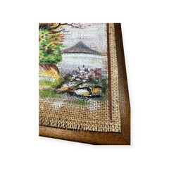 SET VTG HAND PAINTED OIL CANVAS WALL TAPESTRY PAINTING SET MCM COUNTRY FOLK ART