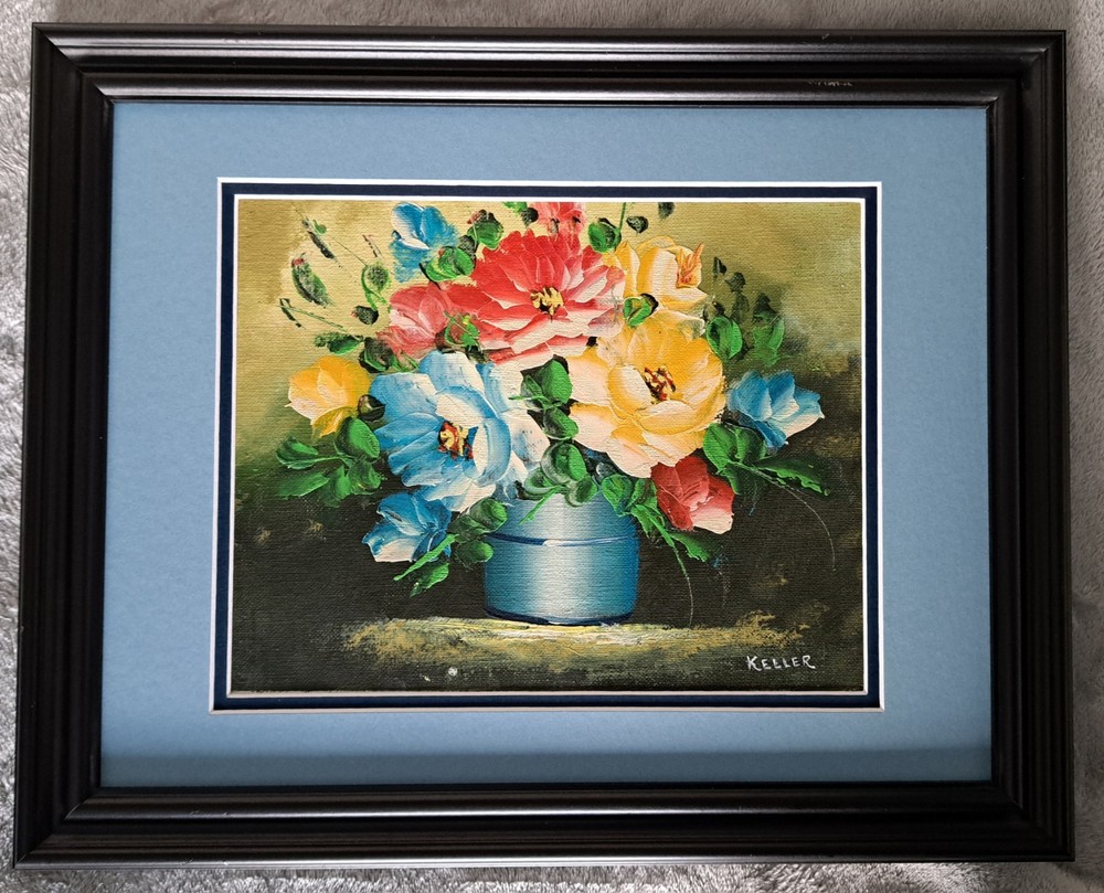NO RESERVE! „FRESH BOUQUET“ Original Unique Mixed Media On Canvas by Keller