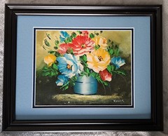 NO RESERVE! „FRESH BOUQUET“ Original Unique Mixed Media On Canvas by Keller