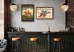 „Blasted Gunners“ Militaria Tavern Sign – Vintage Sign Repro of Original Art