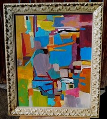 Abstract Expressionist Painting Mid Century Style Modernist After