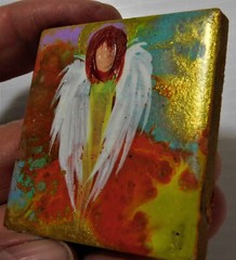 Angel of Opportunity on Ceramic Tile Magnet Art by Rain Crow