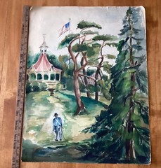 Vintage Watercolor on Paper. came from large collection. 1950-60’s. 26″ by 19.5”