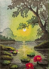 ACEO Limited-Edition Print 2/60 of Original „Silent Reflections“. Signed