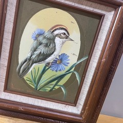 Vtg Andrew Hay Bird Oil Painting Ornate Wood Frame Cottagecore Nature Art 12×14