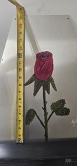 Metal Red Long Stem Rose 18×17 „Everlasting Rose“ Oil Painting By Jodi Brown